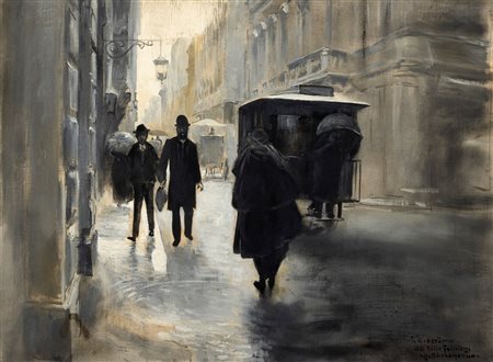 Giulio Aristide Sartorio (Roma 1860-1932)  - Un giorno di pioggia