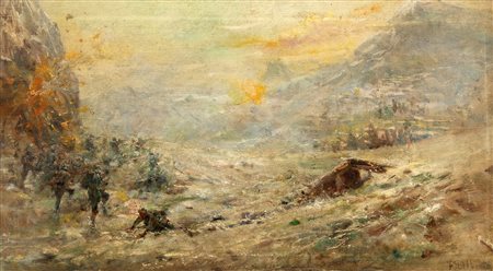 Augusto Alberici (Roma 1846-1922)  - Alpini in trincea