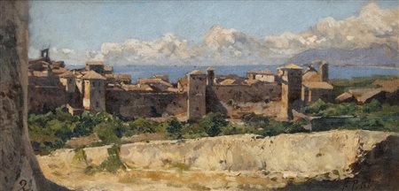 Filiberto Petiti (Torino 1845-Roma 1924)  - Veduta di Terracina con il Monte Circeo