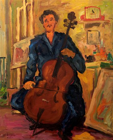 Achille Sdruscia (Roma 1910-1994)  - Il violoncellista, 1943