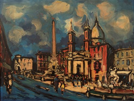 Achille Sdruscia (Roma 1910-1994)  - Roma, Piazza Navona