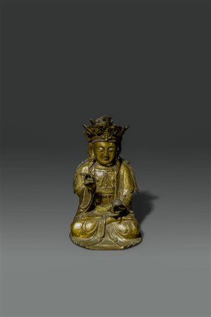 BUDDHA<BR>Buddha in bronzo dorato seduto