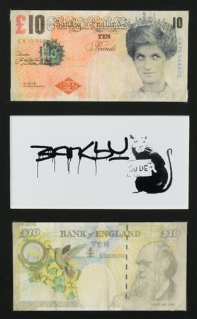 Da Banksy TENNER 2 fac simile di banconote da 10 pounds e riproduzione di...