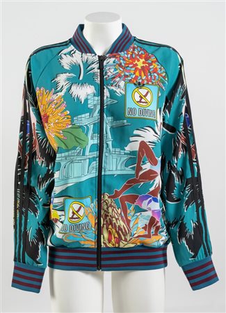 MARY KATRANTZOU X ADIDAS Giacca bomber a fantasia sui toni del verde....