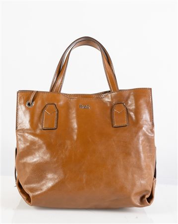 D&G Borsa a mano modello Irma in pelle marrone. Cm 33x40x20; manici cm 48....