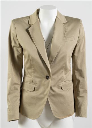 DOLCE&GABBANA Giacca blazer in gabardine di cotone sui toni del beige. Taglia...