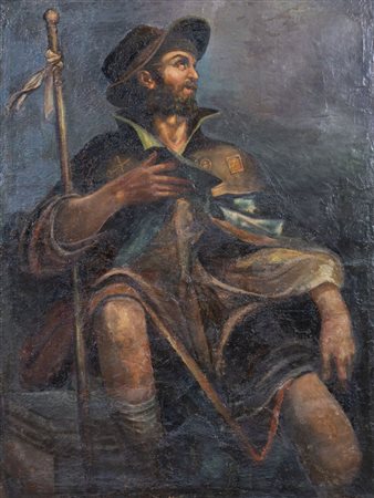 Maestro del XVIII secolo. "San Rocco". Olio su tela. Cm 141x108.