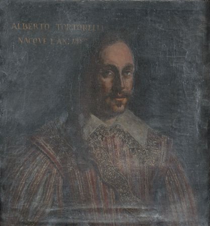 Maestro del XVII secolo. "Ritratto di Alberto Tortorelli". Olio su tela. Cm...