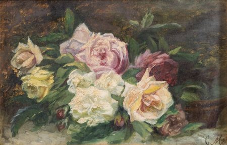 CARL MOLL (1861-1945), attr. "Fiori". Olio su tela. Cm 27x41. Opera firmata...