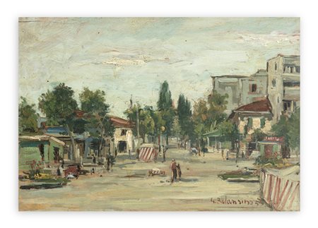 GIOVANNI BALANSINO (1912-1986) - La piazza di Marina di Ravenna, 1959