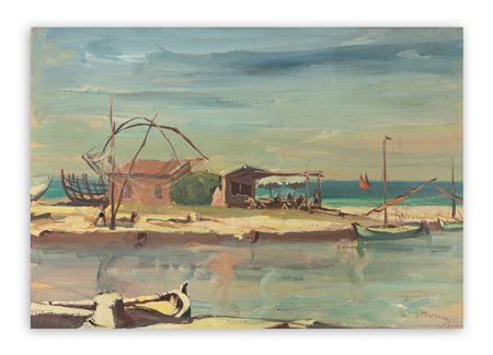 DANIELE FONTANA (1900-1984) - Il canale di Rimini, 1952