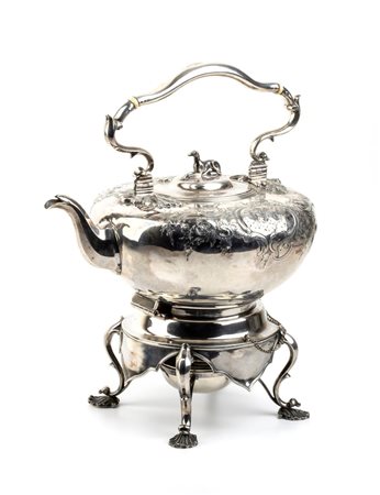 Tea Kettle Stato Pontificio in argento - Roma, XIX secolo dopo il 1815, rivenditore BALL TOMPKINS AND BLACK New York (attivo nel 1839-51)