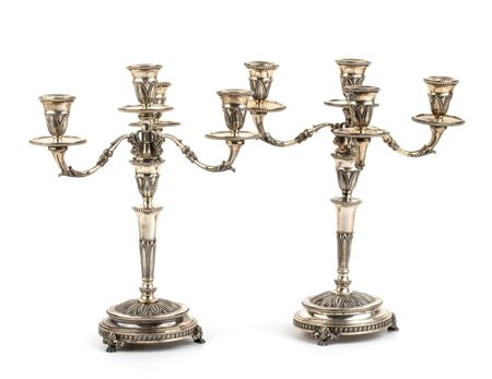 Coppia di candelabri italiani in argento - 1935-1945