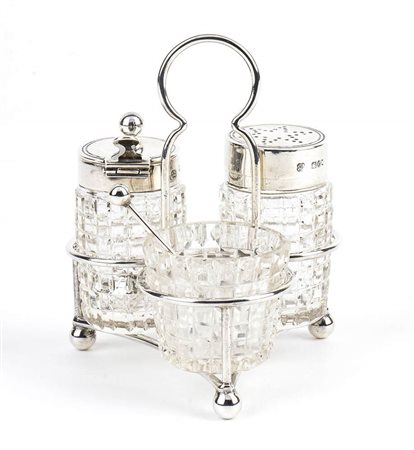 Cruet edoardiana inglese in argento - Londra 1901, maestri argentieri HUKIN & HEATH, JOHN THOMAS HEATH & JOHN HARTSWORE MIDDLETON