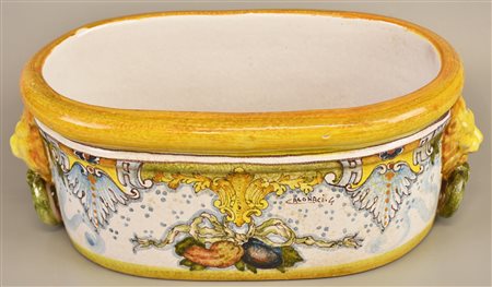 A firma Calonaci VASO IN MAIOLICA decorato con motivi vegetali cm 16x37x20...