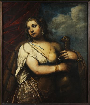 FORABOSCO GIROLAMO (1631 - 1689) Giuditta con la testa di Oloferne. Olio su...