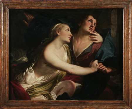 DALLA ROSA SAVERIO (1745 - 1821) Giuseppe e la moglie di Putifarre. Olio su...
