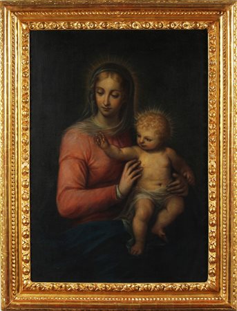 CACCIA GUGLIELMO detto IL MONCALVO (1568 - 1625) Madonna con bambino. Olio su...