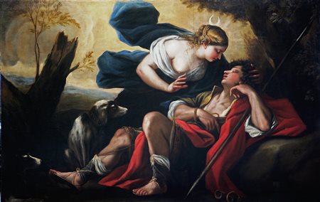 GIORDANO LUCA (1634 - 1705) Diana ed Endimione. Olio su tela. Cm 230,00 x...