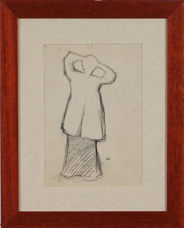 BOCCIONI UMBERTO (1882 - 1916) Profilo di donna. Matita su carta. Cm 31,50 x...