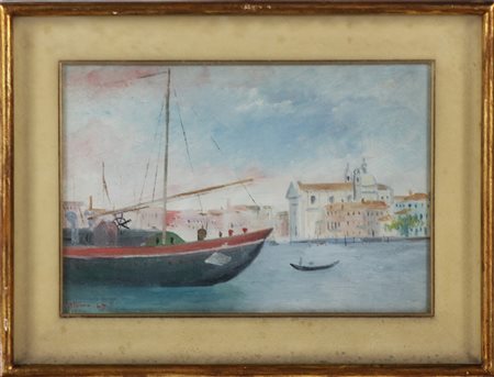 LILLONI UMBERTO (1898 - 1980) Venezia. 1947. Olio su tela . Cm 35,00 x 24,00....