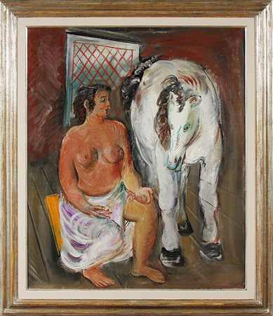 PAJETTA GUIDO PAOLO (1898 - 1987) Nudo di donna con cavallo. 1932. Olio su...