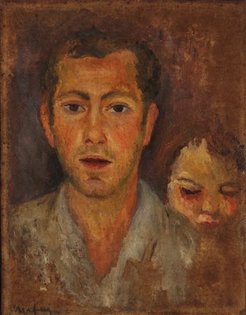 MAFAI MARIO (1902 - 1965) Doppio ritratto. Olio su tela . Cm 44,00 x 56,00....