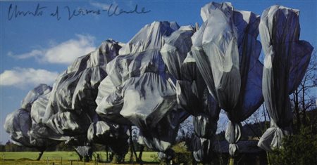 Christo & Jeanne Claude WRAPPED TREES stampa tipografica, cm 12x23 firma