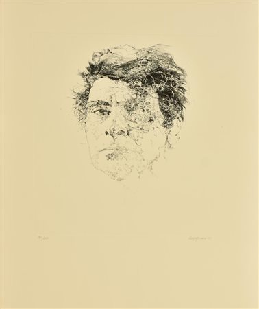 Renzo Vespignani VOLTO MASCHILE, 1969 acquaforte su carta, cm 40x33; su...