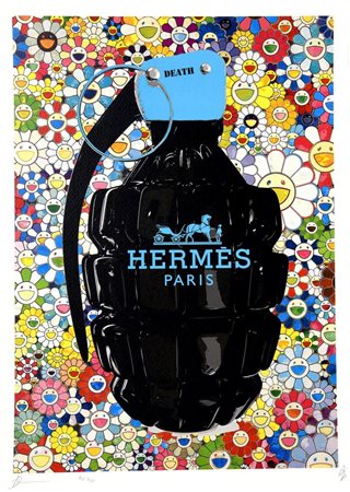 Death NYC HERMES GRANADE serigrafia, cm 45x35; es. A.P. firma, data e timbro...