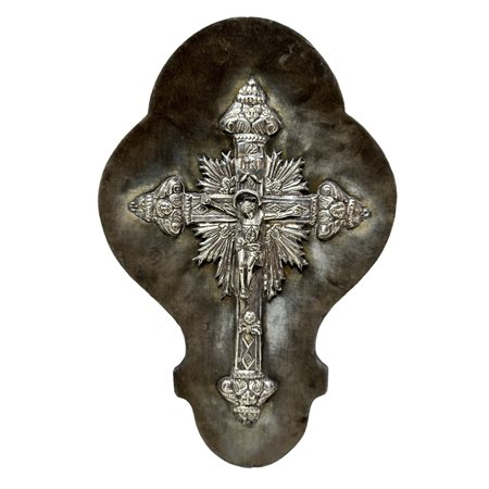 Crocifisso in lamina d'argento, 19° century