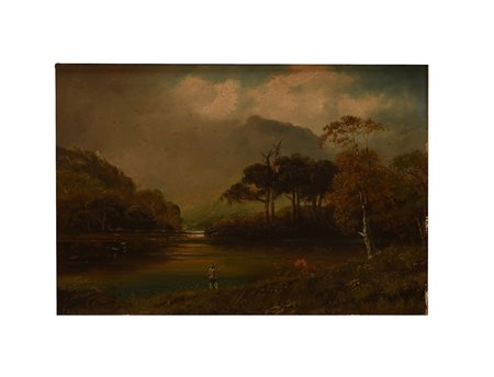 W.J. Crampton (1855 - 1935) 
Coppia di paesaggi scozzesi 
olio si cartone cm 21 x 31