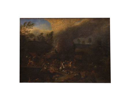 pittore fiammingo della seconda metà del XVIII secolo ( - ) 
Battaglia 
olio su tela cm 46x65