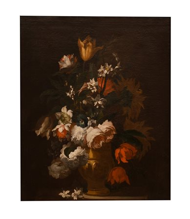 Pittore dell'Italia centrale del XVIII secolo ( - ) 
Coppia di nature morte 
olio su tela cm 52,5x44,5; con cornice cm 74x66