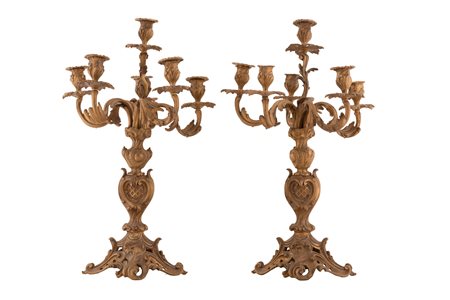  
Coppia di candelabri in bronzo stile Luigi XV fine XIX secolo
 