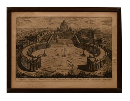 Incisione di Piranesi Basilica Vaticana cm 57x78; con cornice cm 63x85