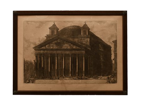  Incisione di Piranesi Pantheon  cm 57x78; con cornice cm 63x85