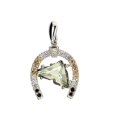 CIONDOLO FERRO DI CAVALLO IN ORO BIANCO 14K 2.73 GR DIAMANTI FANCY - DH30515