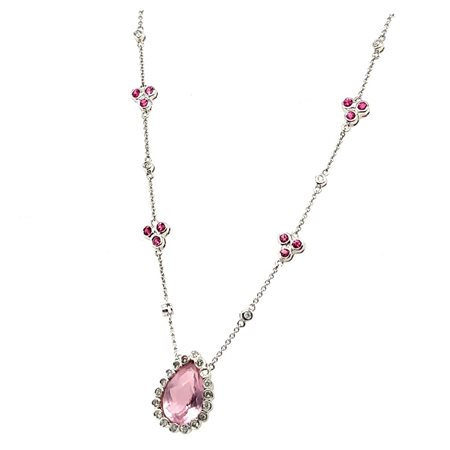 GIROCOLLO CON QUARZI ROSA E DIAMANTI - PND30403