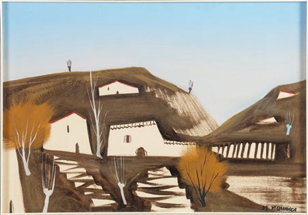 Mario Marcucci (Viareggio 1910 - 1992), “Paesaggio”, 1973. Olio su tela, firmato in basso a