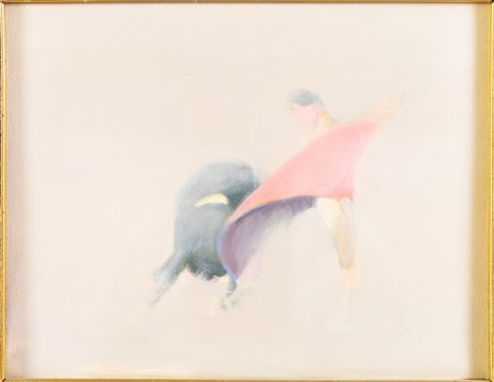 Sandro Beghini (XX-XXI secolo), “La Corrida”, 1977. Olio su tela, firmato in basso a sinistra,