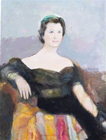 Giuseppe Gagliardi (Bologna 1902 - 2005), “Ritratto di Giuseppina”, 1991. Olio su tela,