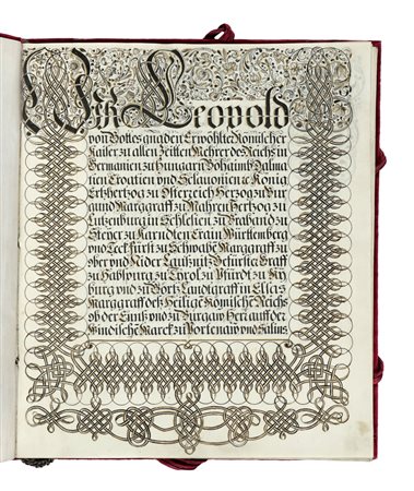 d'Asburgo Leopoldo I, Conferimento di stemma e titolo nobiliare con firma autografa dell'imperatore Leopoldo I.  Vienna, aprile 1665.