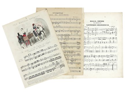 Raccolta di 18 spartiti illustrati per pianoforte solo e pianoforte e voce.  Datati 1820-1880.