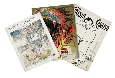 Raccolta di 26 spartiti americani e inglesi. Illustrazioni di copertina realizzate da Enrico Caruso, Joseph E. Baker, Alfred Concanen, Arthur Rackham...  Datati 1844-1930. 