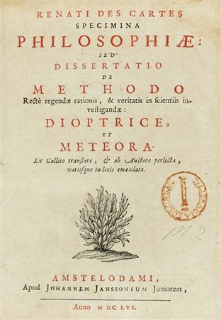 Descartes René, Principia philosophiae... Amstelodami: apud Johannem Jansonium juniorem, 1656.