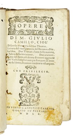 Camillo Giulio, Opere. In Vinegia: appresso Gabriel Giolito de' Ferrari, 1560.