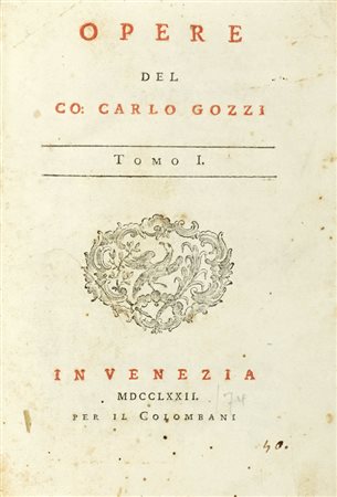 Gozzi Carlo, Opere. Tomo I (-VIII). In Venezia: per il Colombani, 1772-1774.