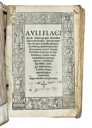 Persius Flaccus Aulus, Opus emendatum. Interpretantibus Ioanne Baptista Plautio. (Al colophon:) Venetiis: in casis Bernardini de Vianis de Lexona Vercellensis, 1520 die. XV. Decembris.