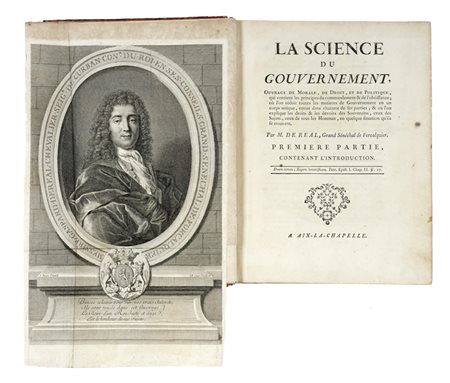 Real de Curban Gaspard, La science du gouvernement, ouvrage de morale... Premiere partie (-tome huitieme). A Aix-la-Chapelle: s.e., s.d. (-A Amsterdam: chez Arkstée & Merkus, 1764).